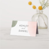 水モダン色の円結婚のテーブル番号 プレイスカード (裏面)