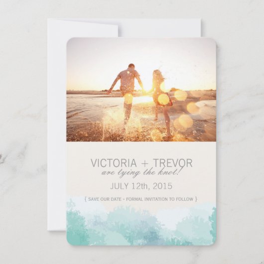 水モダン色の写真の保存日付 セーブザデート (正面)