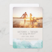 水モダン色の写真の保存日付 セーブザデート (正面/裏面)