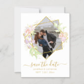 水モダン色の写真の保存日付 マグネット招待状 (正面)