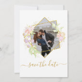 水モダン色の写真の保存日付 招待状 (正面)