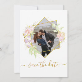 水モダン色の写真の保存日付 招待状