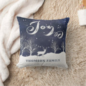水モダン色の冬のシーンの喜びパーソナライズされた クッション (ブランケット)