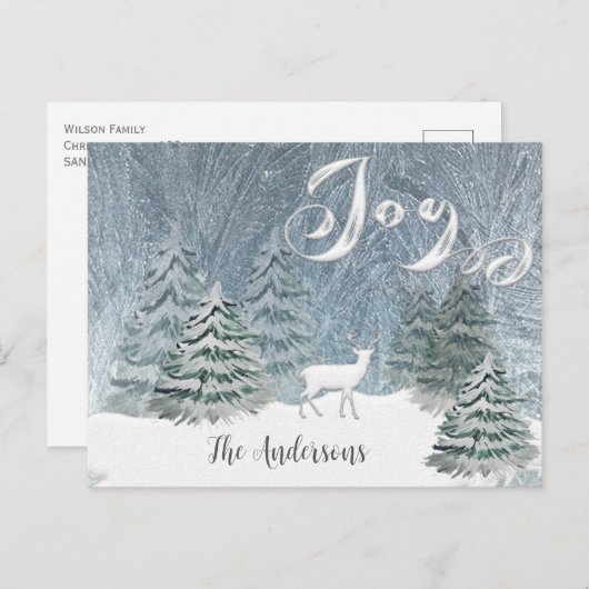 水モダン色の冬のシーン喜びはがき ポストカード (正面/裏面)