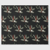 水モダン色の冬のヤドリギ赤 ラッピングペーパー (フラット)