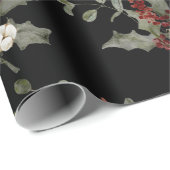 水モダン色の冬のヤドリギ赤 ラッピングペーパー (ロールコーナー)