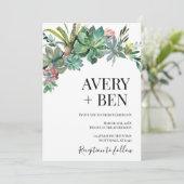 水モダン色の多肉植物結婚の 招待状 (スタンド正面)