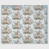 水モダン色の子犬フローラユーカリプタスギフト ラッピングペーパー (フラット)