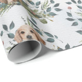 水モダン色の子犬フローラユーカリプタスギフト ラッピングペーパー (ロールコーナー)