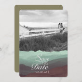 水モダン色の山の日付を保存 セーブザデート (正面/裏面)