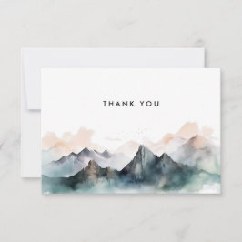 水モダン色の山の横結婚景 サンキューカード