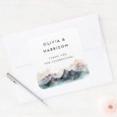 水モダン色の山の横結婚景 スクエアシール (封筒)