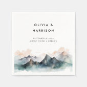 水モダン色の山の横結婚景 スタンダードカクテルナプキン (正面)