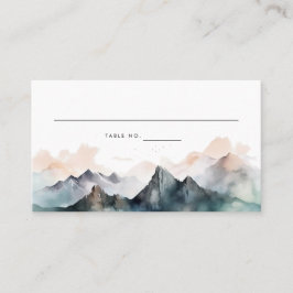 水モダン色の山の横結婚景 プレイスカード