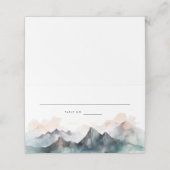 水モダン色の山の横結婚景 プレイスカード (外部開封)