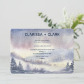 水モダン色の山の横結婚景 招待状 (スタンド正面)