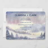 水モダン色の山の横結婚景 招待状 (正面)