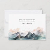水モダン色の山の風景結婚の写真 サンキューカード (裏面)