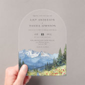 水モダン色の山野花結婚のアーチ アクリル招待状 (インサイチュ (ポータブル))