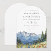 水モダン色の山野花結婚のアーチ 招待状 (正面/裏面)