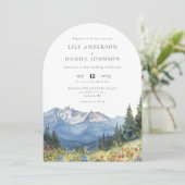 水モダン色の山野花結婚のアーチ 招待状 (スタンド正面)