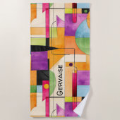 水モダン色の幾何学的抽象芸術 ビーチタオル (正面)