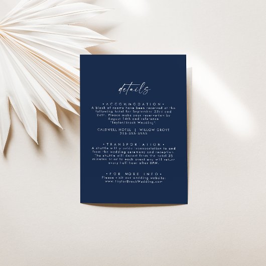 水モダン色の座標 |ブルー結婚の詳細 エンクロージャーカード