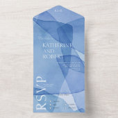 水モダン色の形結婚状 オールインワン招待状 (内側)