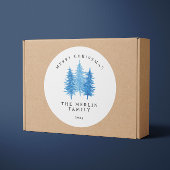 水モダン色の木メリークリスマス ラウンドシール