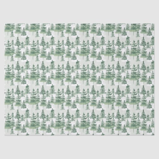 水モダン色の松の木のクリスお洒落マス 薄葉紙 (正面)