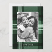 水モダン色の格子緑のクリスマスフォト シーズンカード (正面)