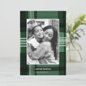 水モダン色の格子緑のクリスマスフォト シーズンカード (スタンド正面)