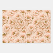 水モダン色の桃の花パターン ラッピングペーパーシート (正面3)