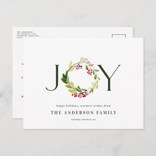 水モダン色の植物の喜びエレガント休暇 シーズンポストカード (正面/裏面)