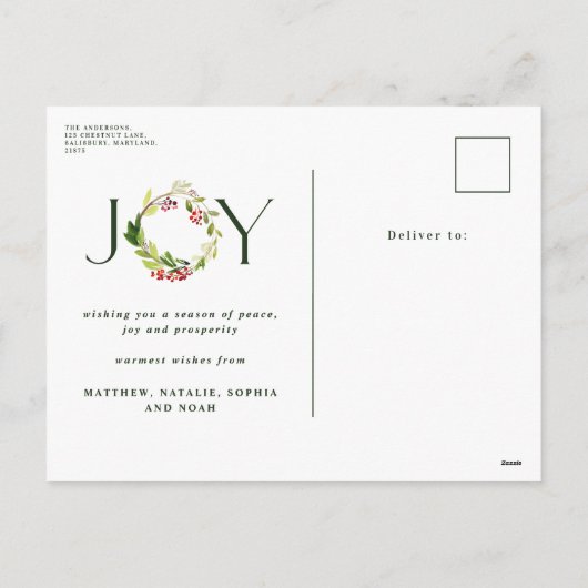 水モダン色の植物の喜びエレガント休暇 シーズンポストカード (裏面)