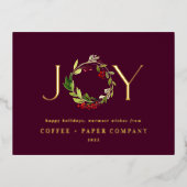 水モダン色の植物の喜びバー企業のガン 箔シーズンポストカード (正面)