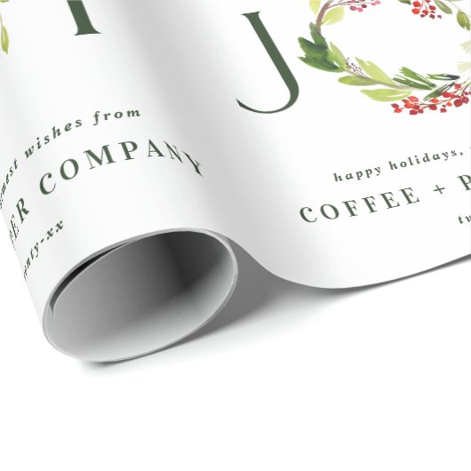 水モダン色の植物の喜び企業の休暇 ラッピングペーパー (ロールコーナー)