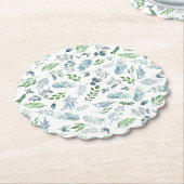 水モダン色の植物の緑のユーカリ ペーパーコースター (アングル)