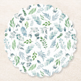 水モダン色の植物の緑のユーカリ ペーパーコースター