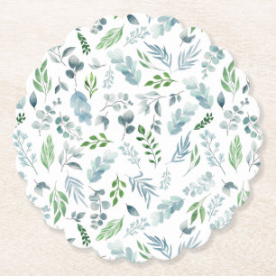 水モダン色の植物の緑のユーカリ ペーパーコースター