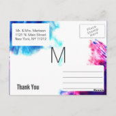 水モダン色の汚れサンキューポストカード ポストカード (裏面)