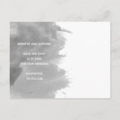 水モダン色の灰色の結婚式の日付を保存 案内ポストカード (裏面)