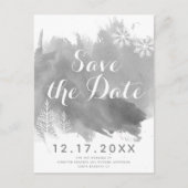 水モダン色の灰色の結婚式の日付を保存 案内ポストカード (正面)