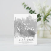 水モダン色の灰色の結婚式の日付を保存 案内ポストカード (スタンド正面)