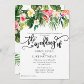 水モダン色の熱帯の結婚花 招待状 (正面/裏面)