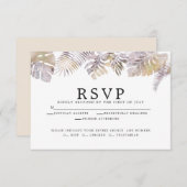 水モダン色の熱帯の葉マウーブ金ゴールド 出欠カード (正面/裏面)