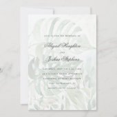 水モダン色の熱帯モンステ離れラ結婚の 招待状 (正面)