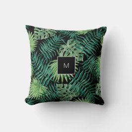 水モダン色の熱帯離れ家族モノグラム クッション