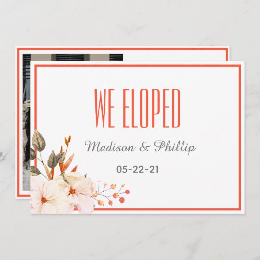水モダン色の燃えたオレンジ色のフローラ我々は駆け落ち シーズンカード (正面/裏面)