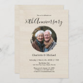 水モダン色の結婚記念日ベージュ写真 招待状 (正面/裏面)